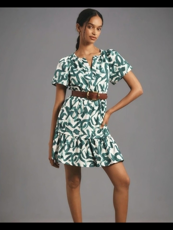 Anthropologie Dresses & Skirts - Anthropplogie Somerset Mini In Green Geometric Print